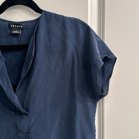 Blue cap sleeve blouse - Picture 4 of 5